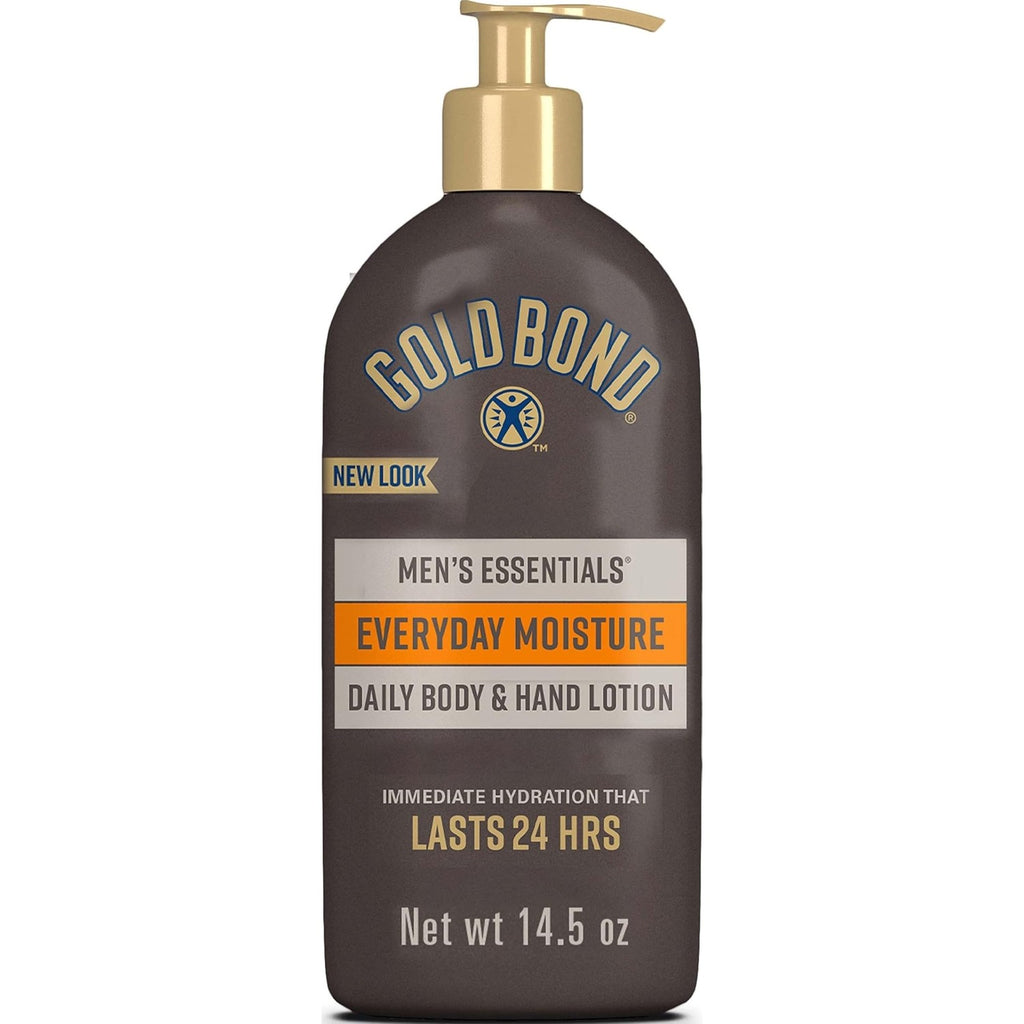 Gold Bond Men's Essentials Daily Body & Hand Lotion for Men, 24 oz | Everyday moisture with Vitamin C, hydrating lotion formulated for men's dry skin, value size, 24hr hydration