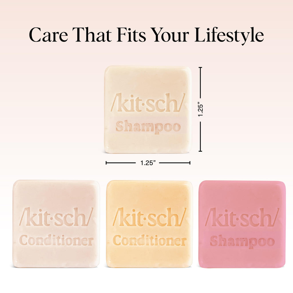 Buy now Kitsch Shampoo and Conditioner Set - 4pc Sampler Bars with Rice Water Shampoo and Conditioner, Castor Oil Shampoo & Coconut Oil Conditioner - Bottle-Free Beauty for Hair Growth, Repair & Moisture at indiglob india