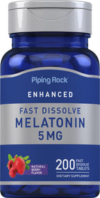 Piping Rock Melatonin 5mg | 200 Fast Dissolve Tablets | Berry Flavor