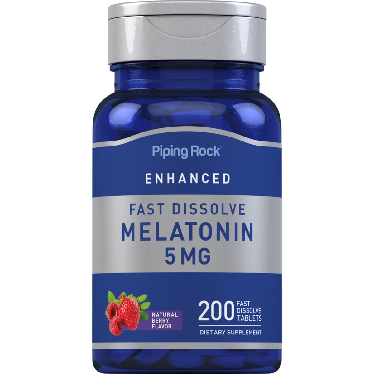Piping Rock Melatonin 5mg | 200 Fast Dissolve Tablets | Berry Flavor