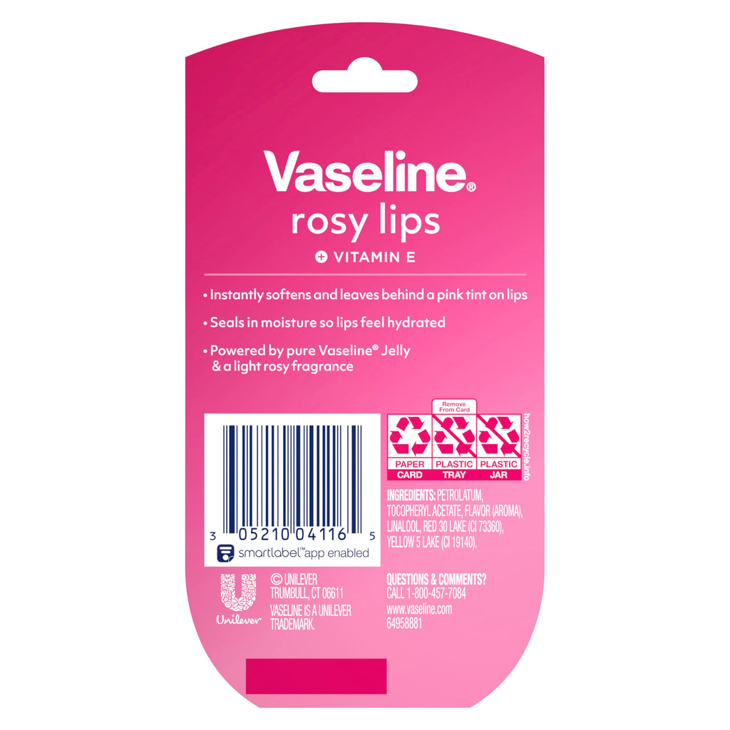 Vaseline Lip Therapy 2 ct Rosy Lips Mini For Dry, Chapped Lips Moisturizing Tinted Lip Balm 0.5 oz