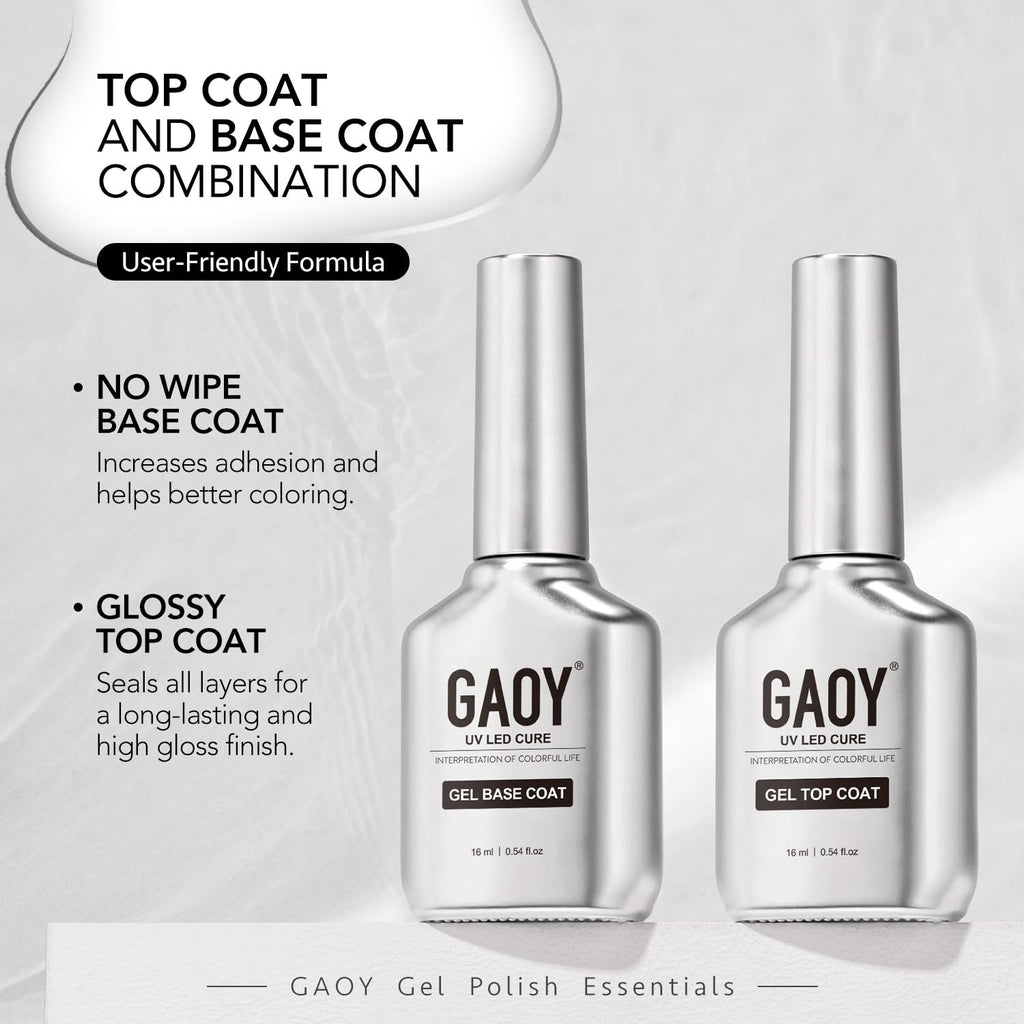 GAOY 16ml Nail Dehydrator and Primer with Gel Top and Base Coat, 4 Pcs Acid-Free Natural Nail Prep Dehydrate Bond Primer Professional Set, for Gel Polish