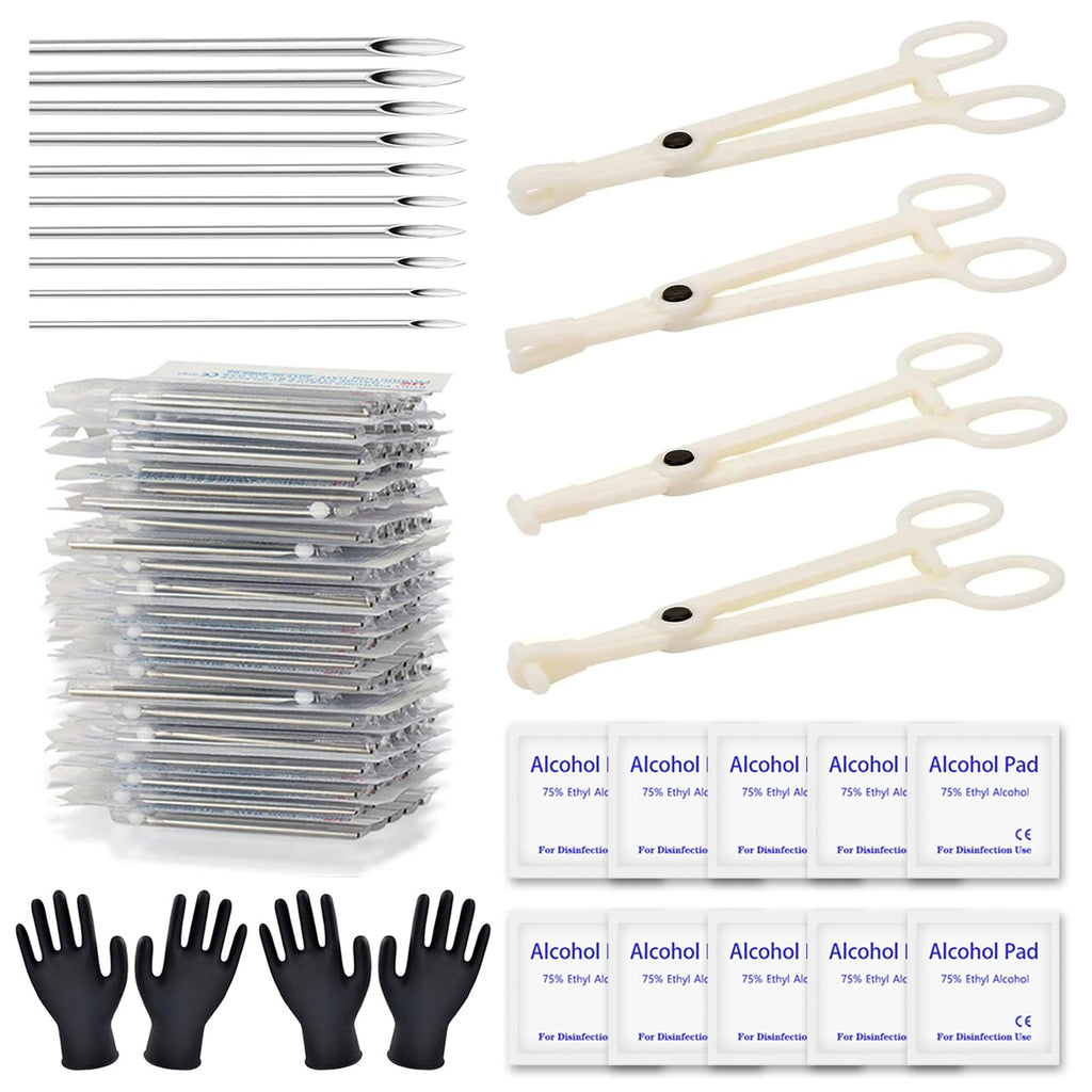 Rayyl Body Piercing Kit - 43Pcs Professional Piercing Tool Kit with 12G 14G 16G 18G 20G Piercing Needles, Clamps for Ear Nose Belly Button Lip Tongue - Body Piercing Kit Piercing Supplies