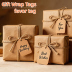 600 PCS Pre-Strung Key Tags with String Attached, Brown Kraft Paper Key Labels, Writable Blank Tags, 1.4 x 1.8 Inch for Key Organization, Inventory Management, Retail Pricing, Clothing and Jewelry