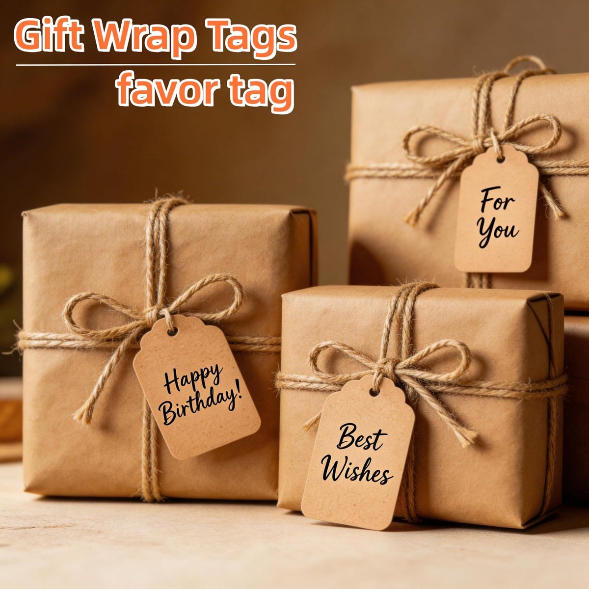 600 PCS Pre-Strung Key Tags with String Attached, Brown Kraft Paper Key Labels, Writable Blank Tags, 1.4 x 1.8 Inch for Key Organization, Inventory Management, Retail Pricing, Clothing and Jewelry