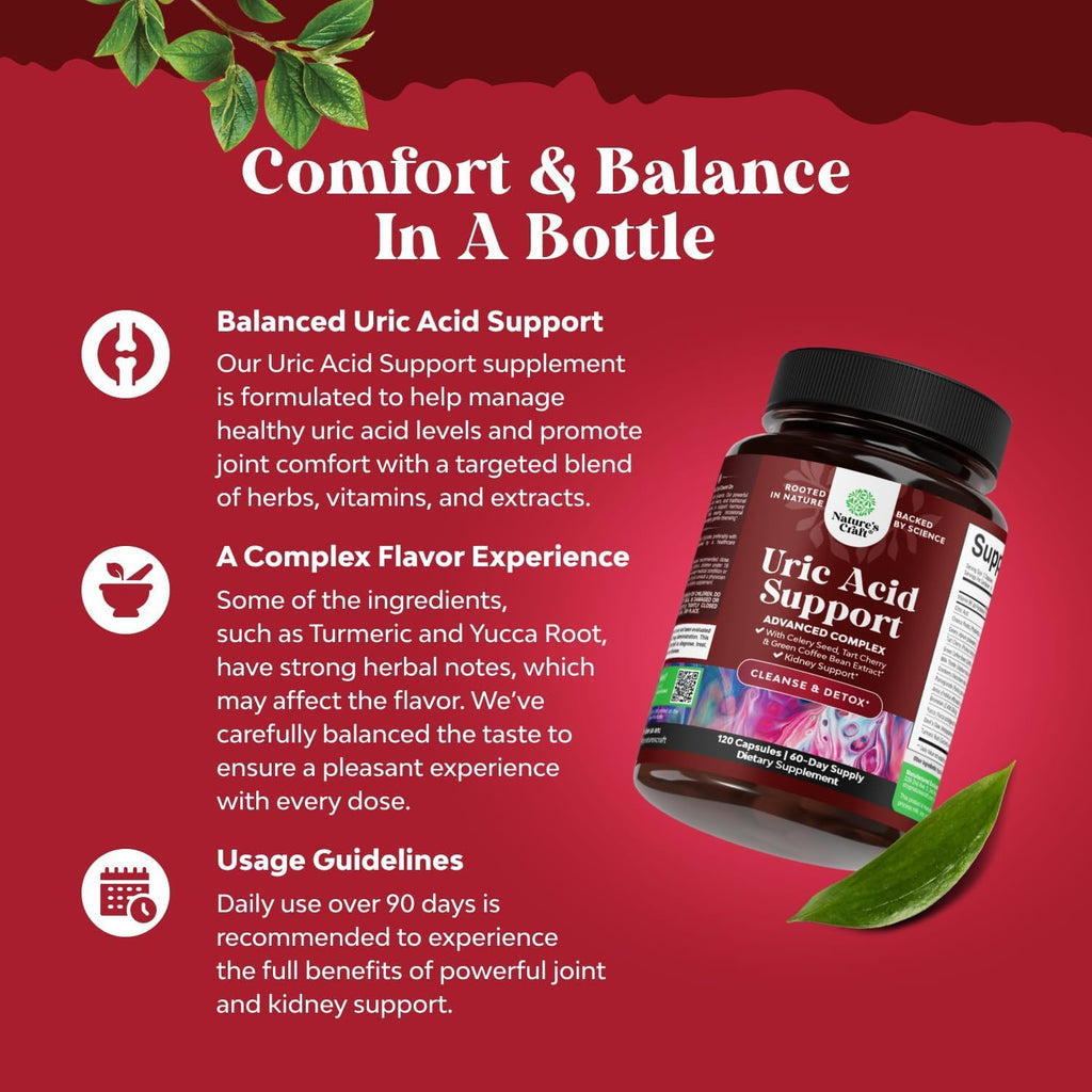 Uric Acid Cleanse Support with Green Coffee Beans Extract - 120 Capsules | Kidney Support Supplement with Tart Cherry, Chanca Piedra & Celery Seed - Uric Acid Support - Antioxidant Support - Non GMO