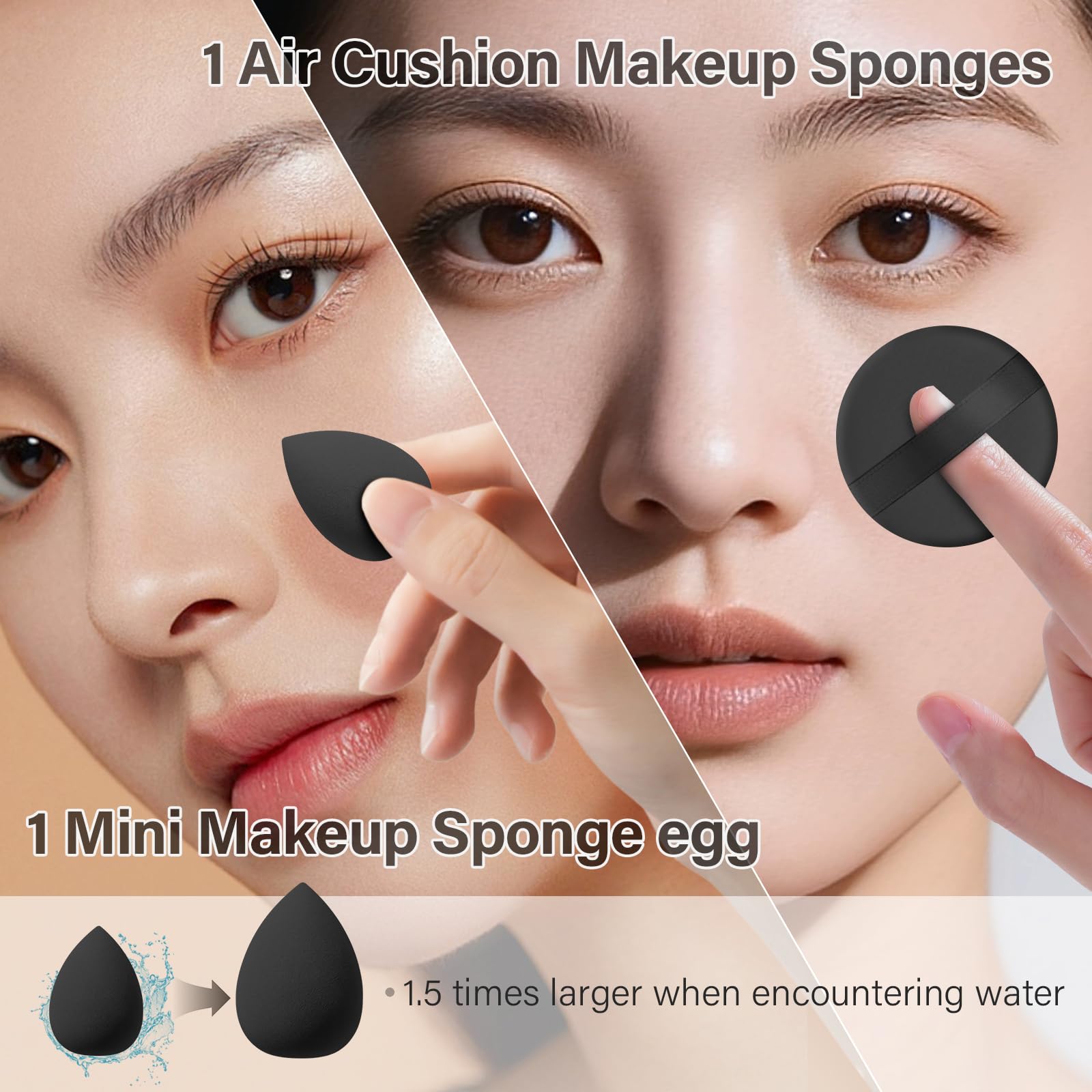 Makeup Brushes Set, Mlemle Professional 25 Pcs Makeup Kit, Include Powder Foundation Concealers Blush Eye shadows 21 Pcs Makeup Brushes and 2 Powder Puff, 2 Makeup Sponge(B02-CreamBlack)