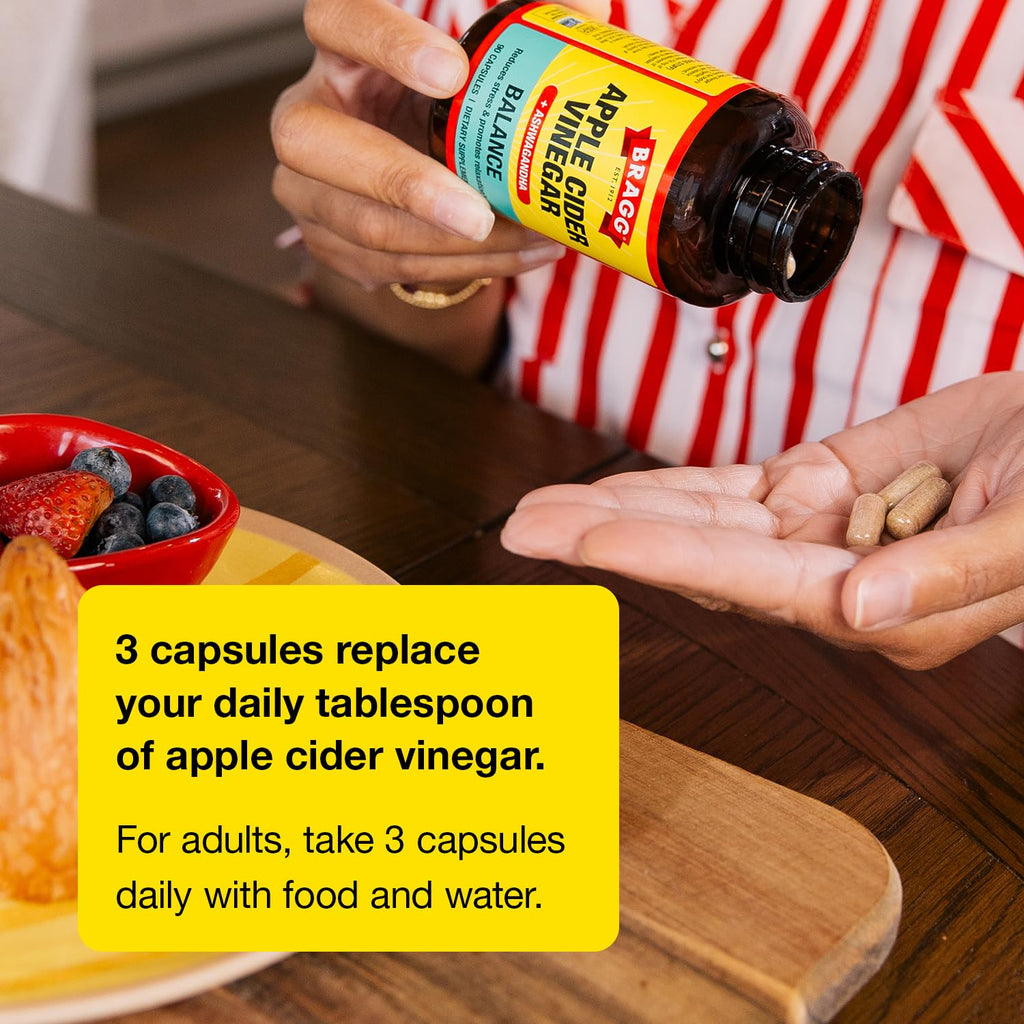 Bragg Balance Apple Cider Vinegar Capsules with Ashwagandha - 90 Capsules
