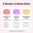 Wavytalk Red Light Therapy Mask for Face, Glow Time LED Face Mask 850nm NIR | for Anti-Fine Line, Acne, Skin Rejuvenation with 456 LED Chips, 3 Modes, Gift for Women Wife Mom