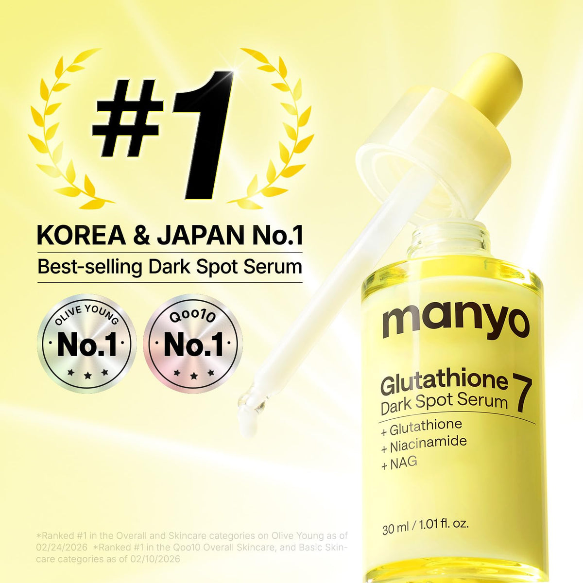 MANYO Glutathione 7 Dark Spot Serum, Radiance Booster, 1.01 fl oz