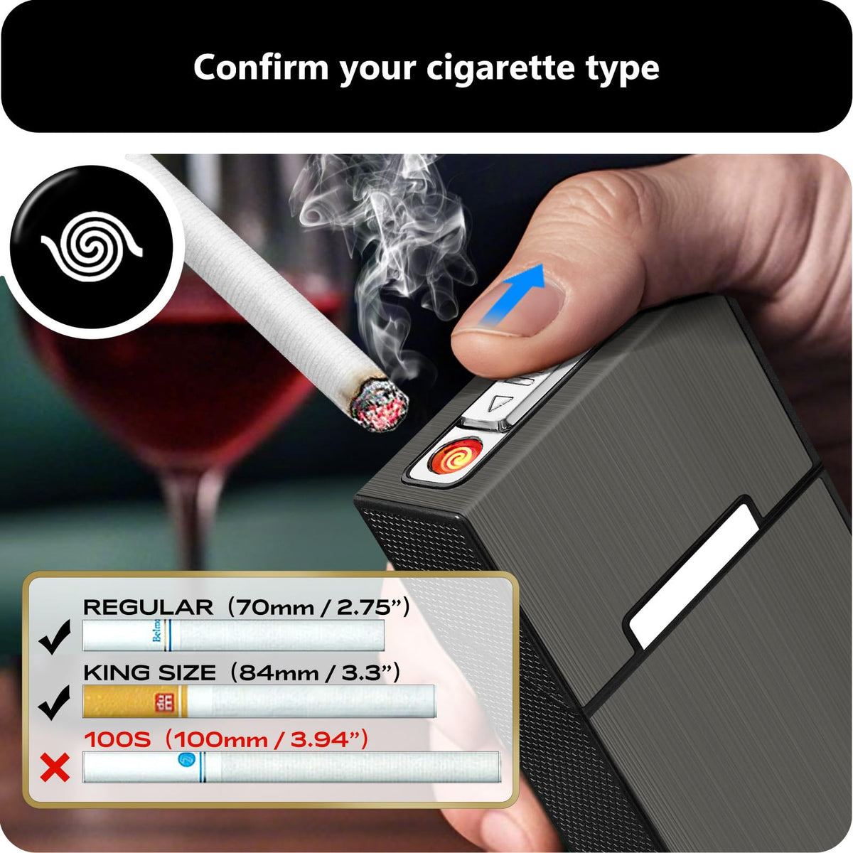 roygra Cigarette Case (2 Pack), Rechargeable Lighter and USB Charging Cable