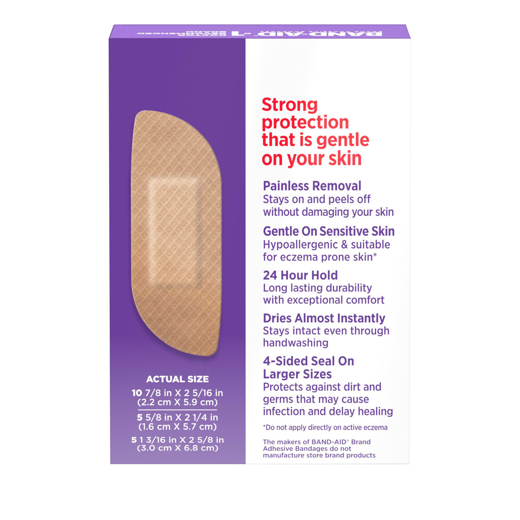 BAND-AID Brand Adhesive Bandages for Sensitive Skin, Assorted Sizes, 20 Ct