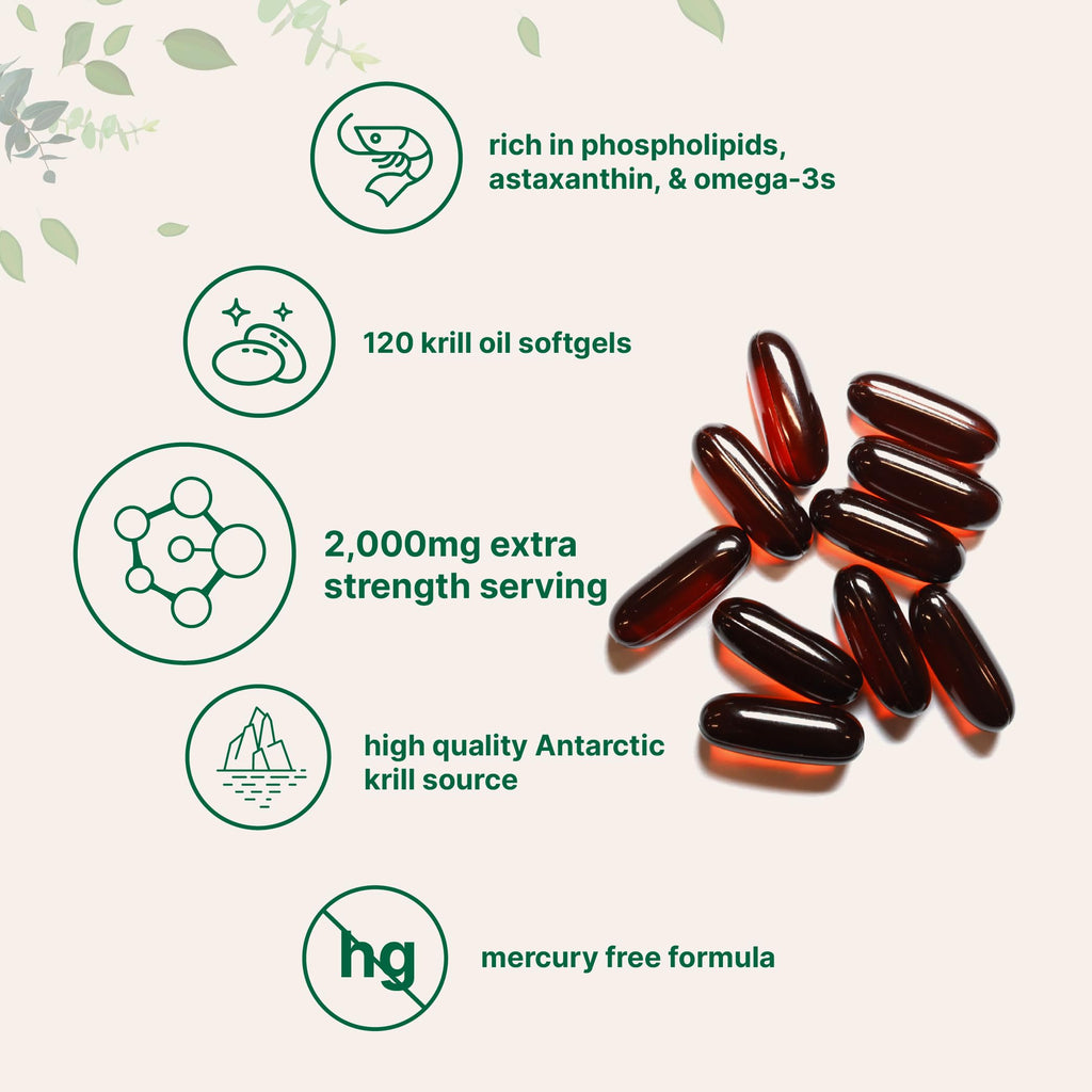 Micro Ingredients Antarctic Krill Oil Supplement, 2,000mg Per Serving, 120 Softgels, Triple Strength, Rich in Omega-3s EPA, DHA & Natural Astaxanthin, Supports Immune System & Brain Health