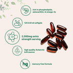 Micro Ingredients Antarctic Krill Oil Supplement, 2,000mg Per Serving, 120 Softgels, Triple Strength, Rich in Omega-3s EPA, DHA & Natural Astaxanthin, Supports Immune System & Brain Health