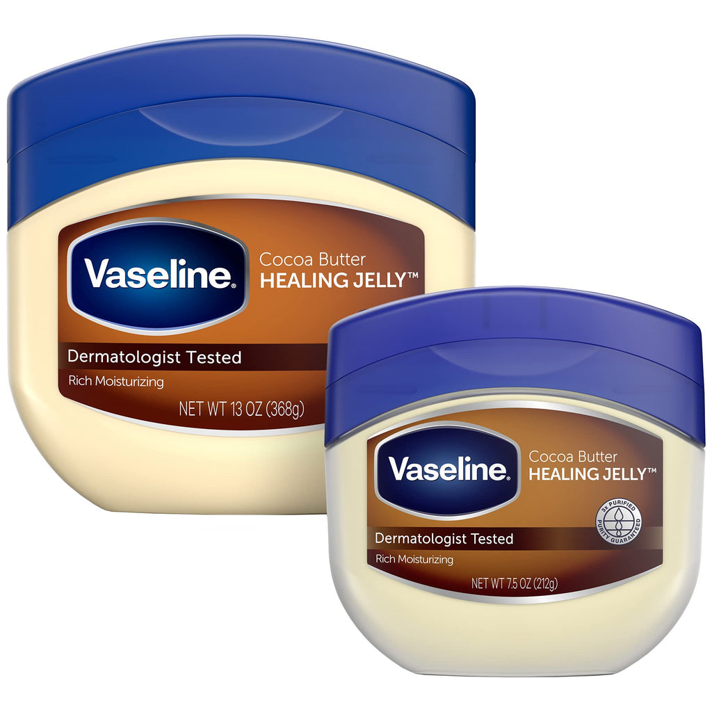 Vaseline Cocoa Butter Healing Jelly, Skin Protectant, 2-Size Variety Bundle