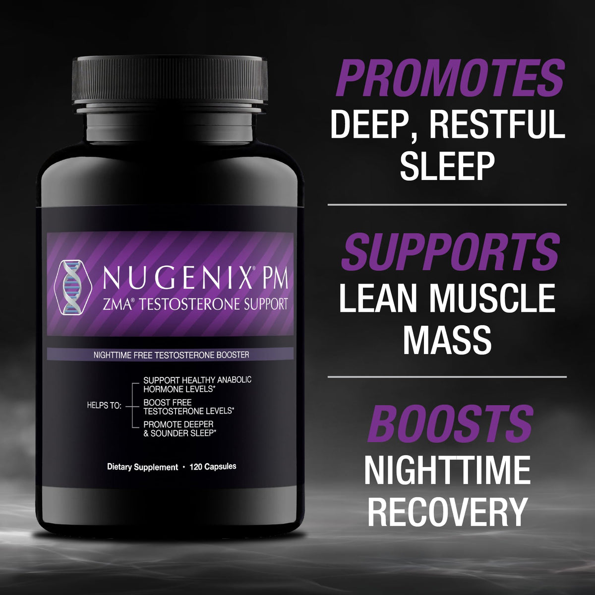 Nugenix PM ZMA - Nighttime Free Testosterone Booster for Men, 120ct