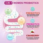OMOGS 2PCS Women's Probiotic, with Cranberry Extract, Organic Prebiotics & Vitamin C, 120 Billion CFUs,18 Strains, Help for Boost Immune, Digestive, Gut Health & Women's Health, 240 Tablets