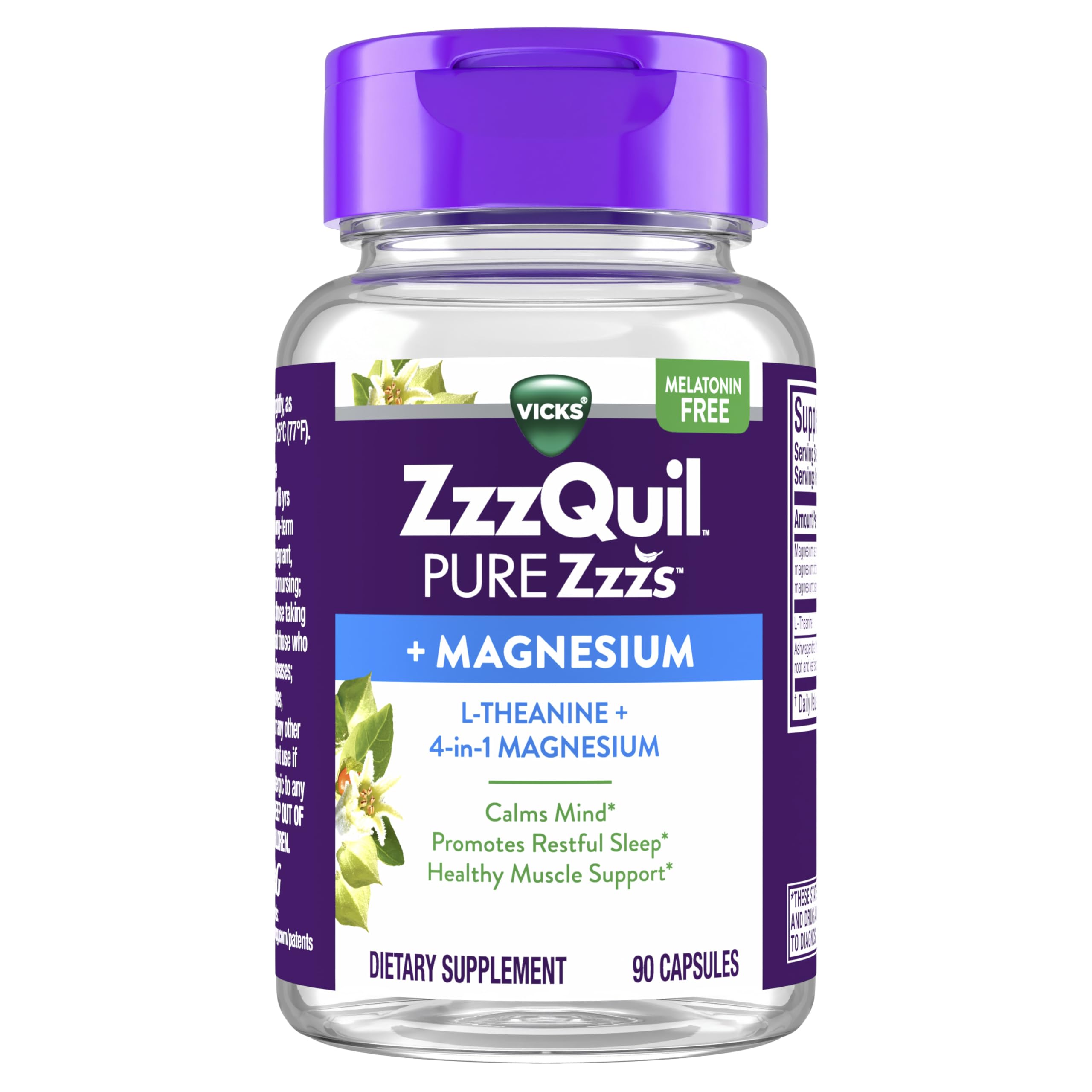 Buy now ZzzQuil Pure Zzzs, +Magnesium Capsules, L-Theanine and Magnesium, Sleep Aid, 4-in-1 Magnesium: Citrate, Bisglycinate, Oxide, and Carbonate, Sleep Aids for Adults, 90 Sleep Capsules at indiglob india