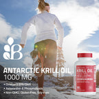 Bronson Antarctic Krill Oil 1000 mg with Omega-3s, 180 Softgels | Heavy Metal Tested, with EPA, DHA, Astaxanthin and Phospholipids, Non-GMO, Gluten Free, Soy Free