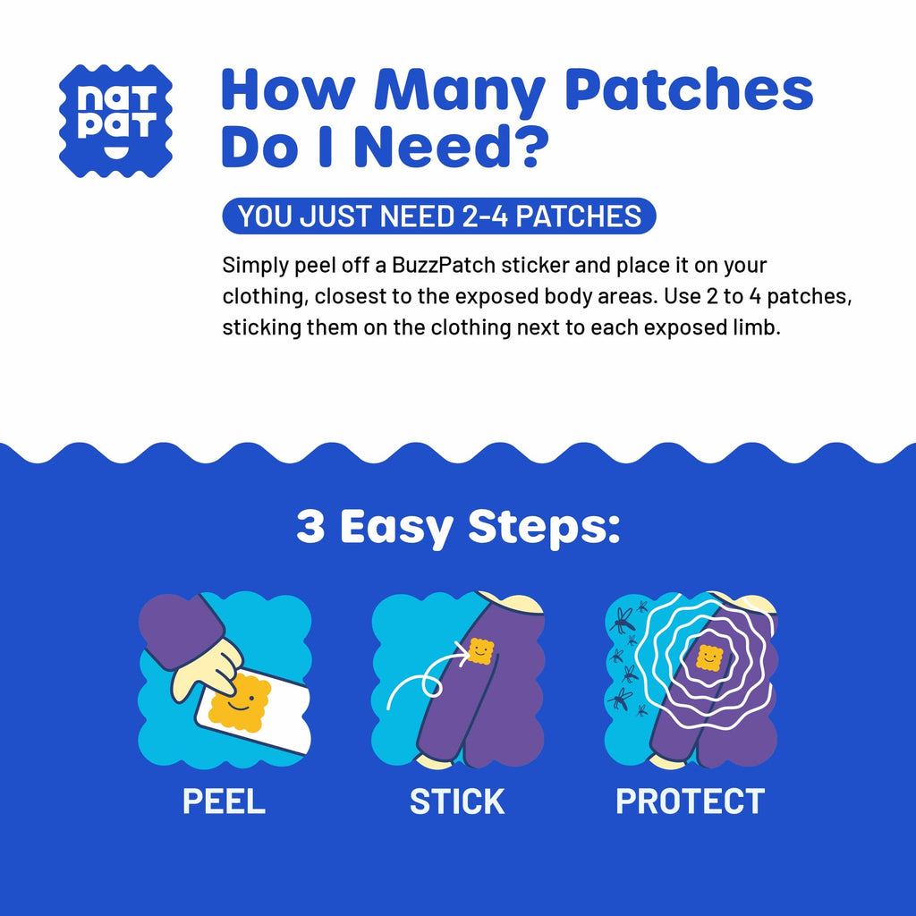 NATPAT BuzzPatch Mosquito Patches for Adults, Plant-Based Mosquito Stickers