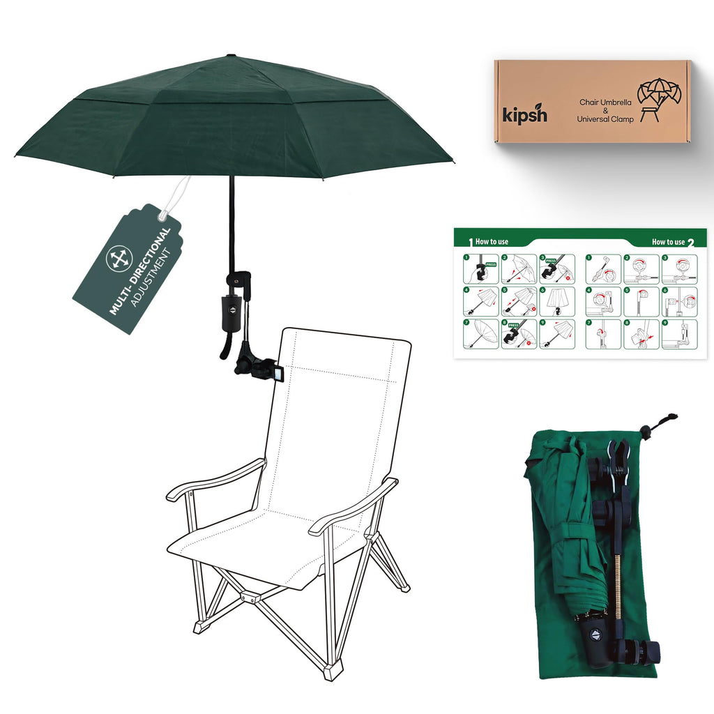 Chair Umbrella with Universal Clamp (Dark Green)
