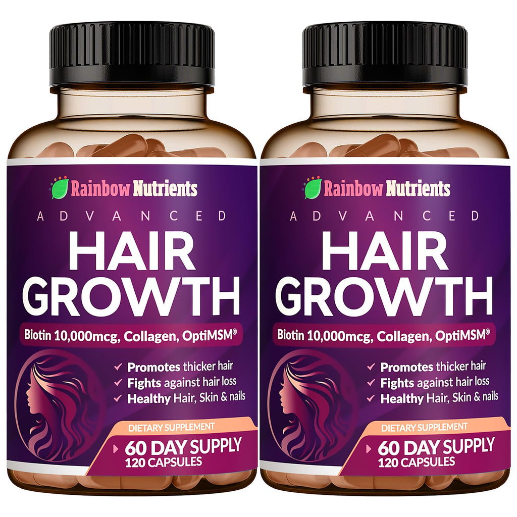 Hair Growth Vitamins for Women | Biotin 10,000mcg, Collagen, Patented OptiMSM®, goMCT®, Saw Palmetto | Naturally Supports Stronger & Healthier Hair, Skin and Nails |Non GMO + Made in USA|60 Day Supply