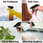 2 Pack Leakproof Spray Bottles 300ml - Adjustable Nozzle (Mist/Jet), Refillable PET Plastic for Hair, Cleaning, Plants, Travel | BPA-Free, No-Spill Design, Salon & Home Essentials (Clear)