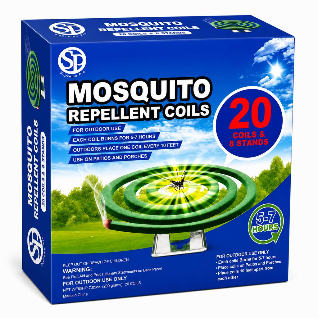 Mosquito Repellent Coils - Outdoor Use Reaches Up to 10 feet - Each Burns for 5-7 Hours (20 coils & 8 Coil Stands) for Patio Backyard