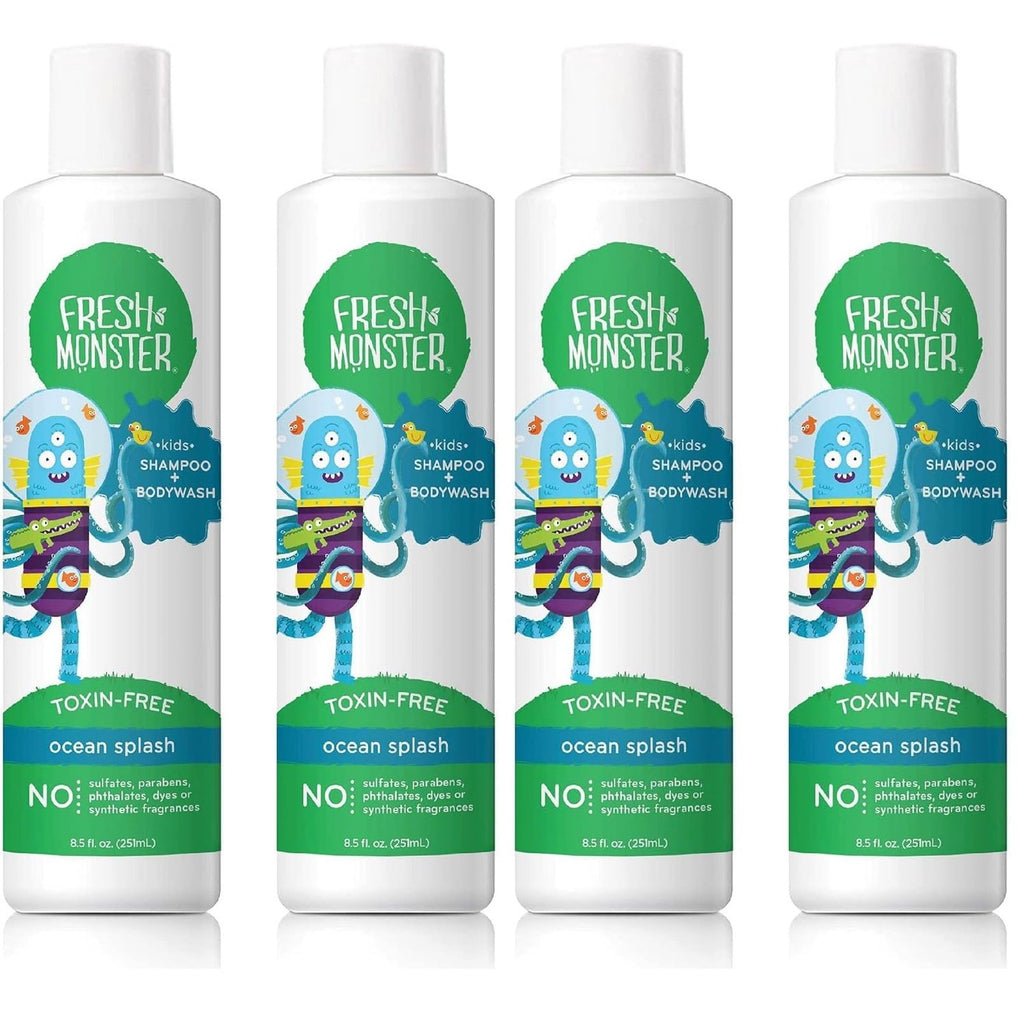 Fresh Monster 2-in-1 Kids Shampoo & Body Wash, Ocean Splash, 8.5 oz | Natural Hair Care for Kids, Toxin-Free & Plant-Based, Tear-Free, Hypoallergenic, Sulfate/Paraben Free, Made in USA