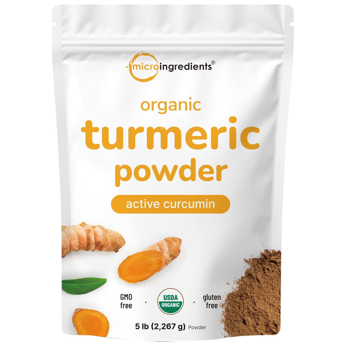 Organic Turmeric Powder, 5 Pounds | Rich in Active Curcumin | Pure Turmeric Supplement | Antioxidant Support for Joint & Immune Health | Non-GMO, Vegan Friendly, India Origin