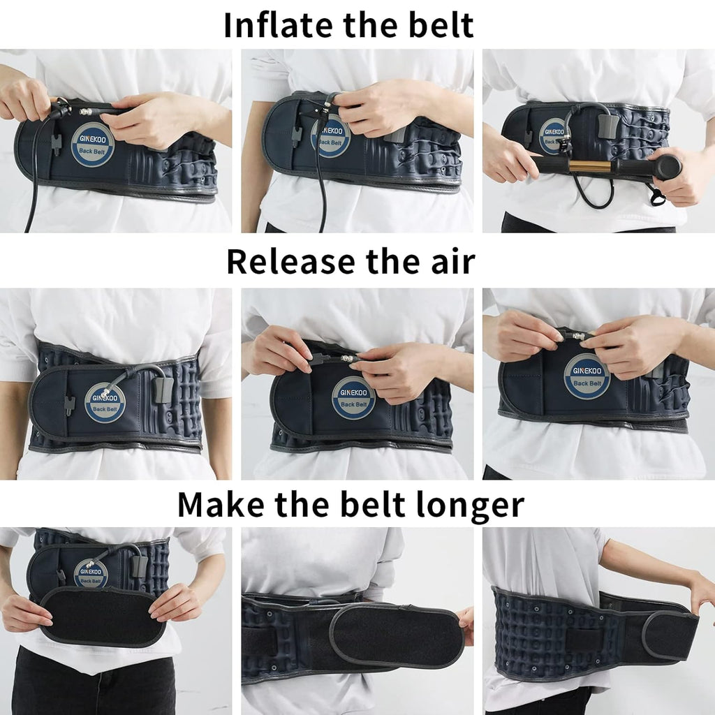 Buy now Decompression Belt - Inflatable Spinal Traction Brace for Lumbar Support and Lower Back Pain, Back Reliever for Men and Women, Navy Blue (29-49 Inch Waist) at indiglob india