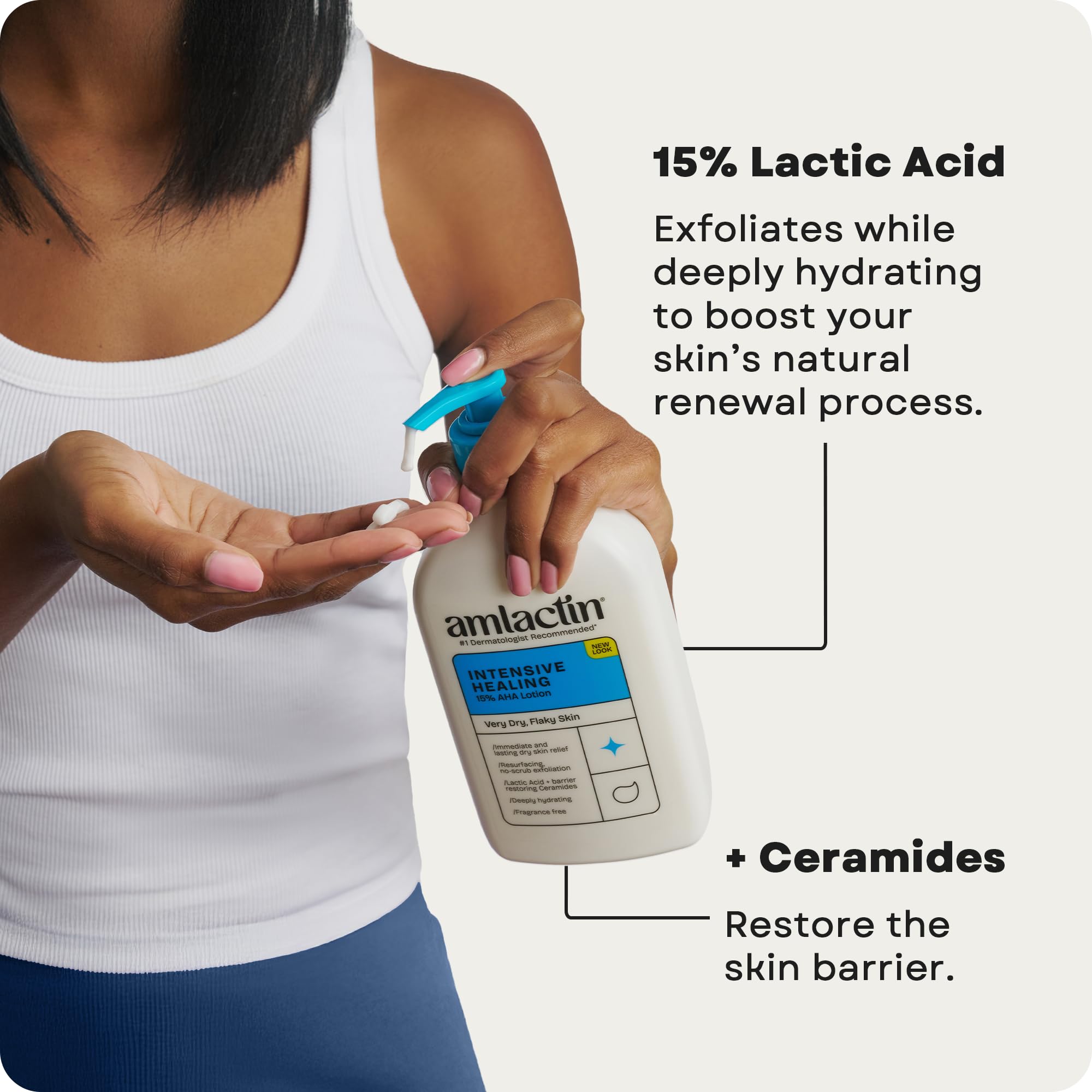 AmLactin Crepe Firming 12 oz Cream & Intensive Healing 7.9 oz Lotion Bundle - Exfoliator and Moisturizer