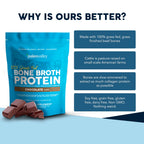 Paleovalley 100% Grass Fed Bone Broth Protein Powder, Chocolate | Collagen Rich, Digestive and Gut Health Support, Joint Support Hair, Skin and Nail Support, 13g Protein