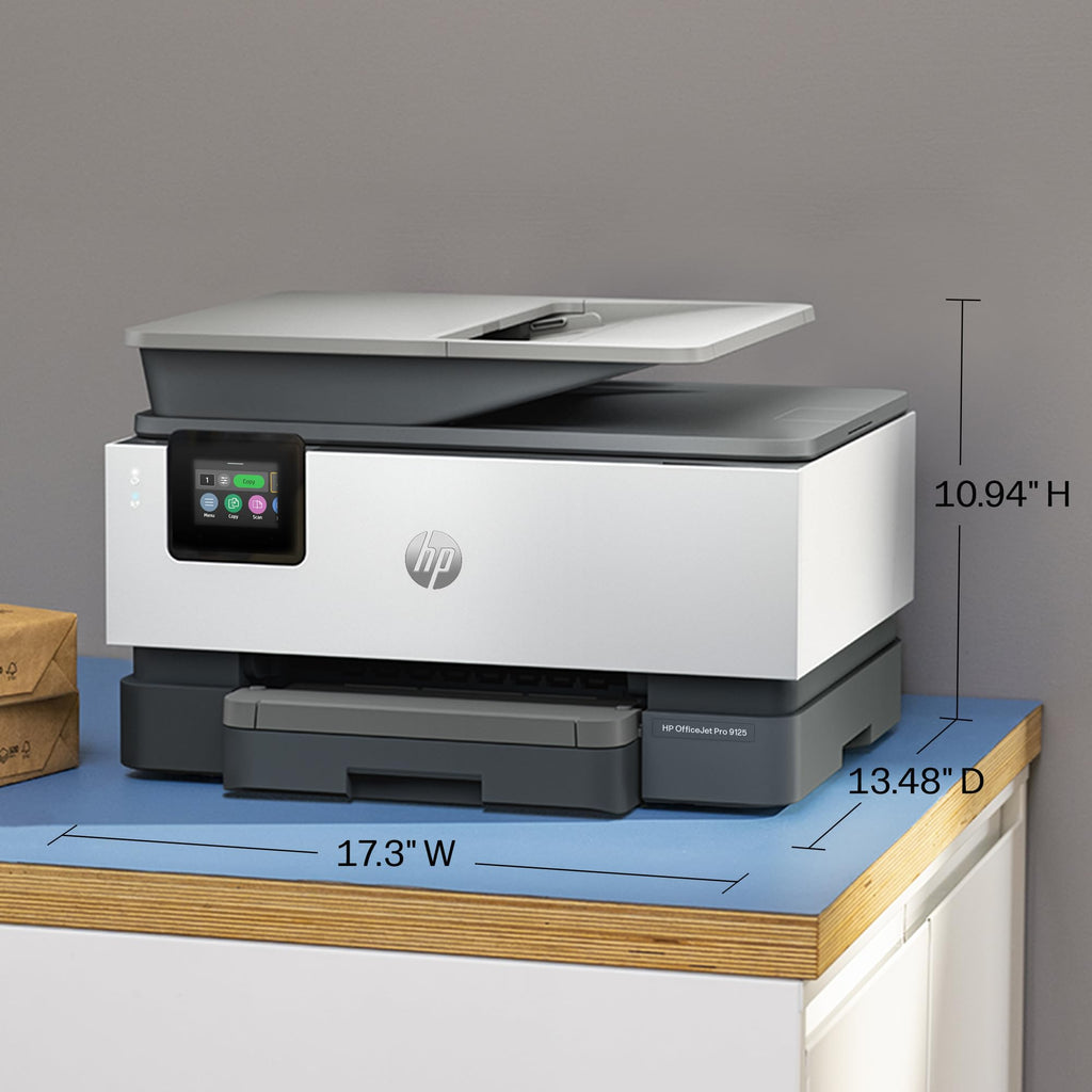 HP OfficeJet Pro 9125 Wireless All-in-One Color Inkjet Printer, Print, Scan, Copy, Fax, ADF, Duplex Print/scan, Best-for-Office, 3 Month Trial of Instant Ink Included, AI-Capable (C2VZ0A)