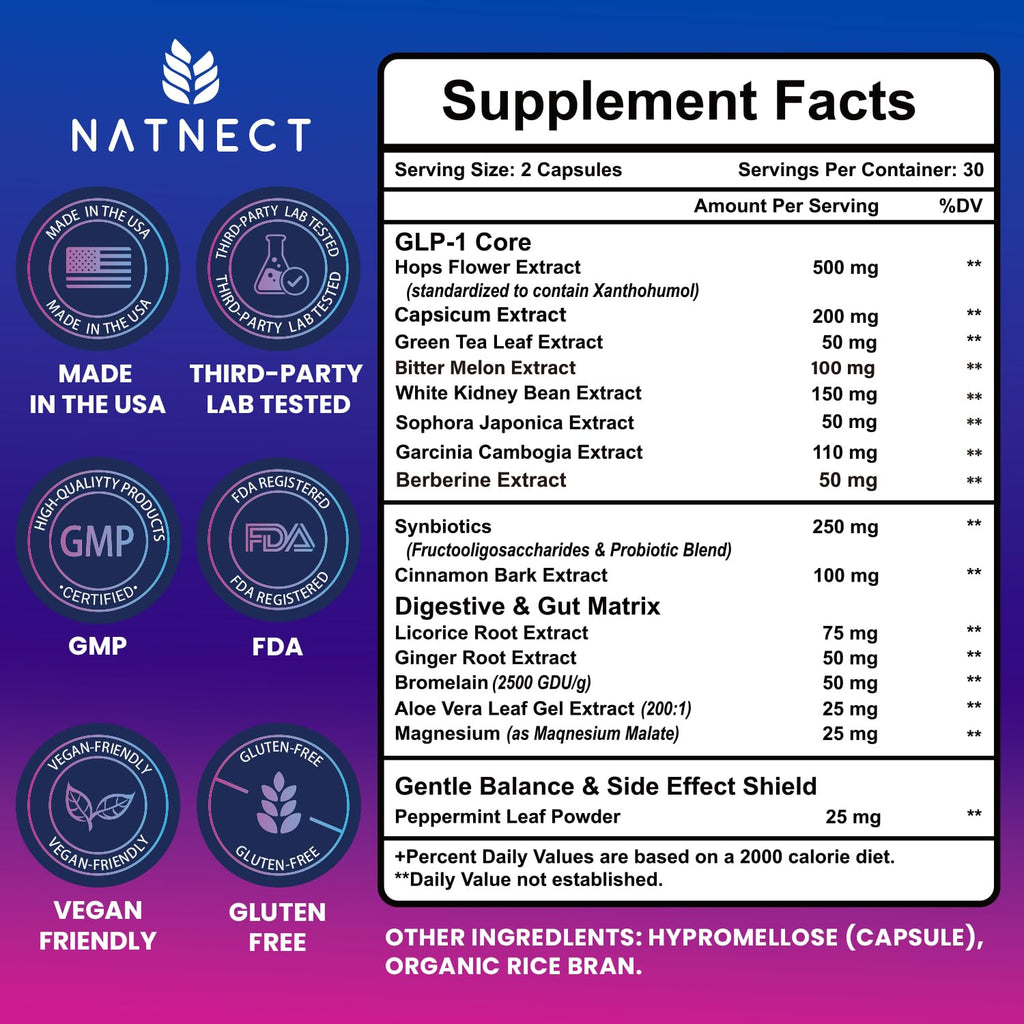 GLP-1 Supplement for Weight Loss, Appetite Control and Metabolism (60 Caps)