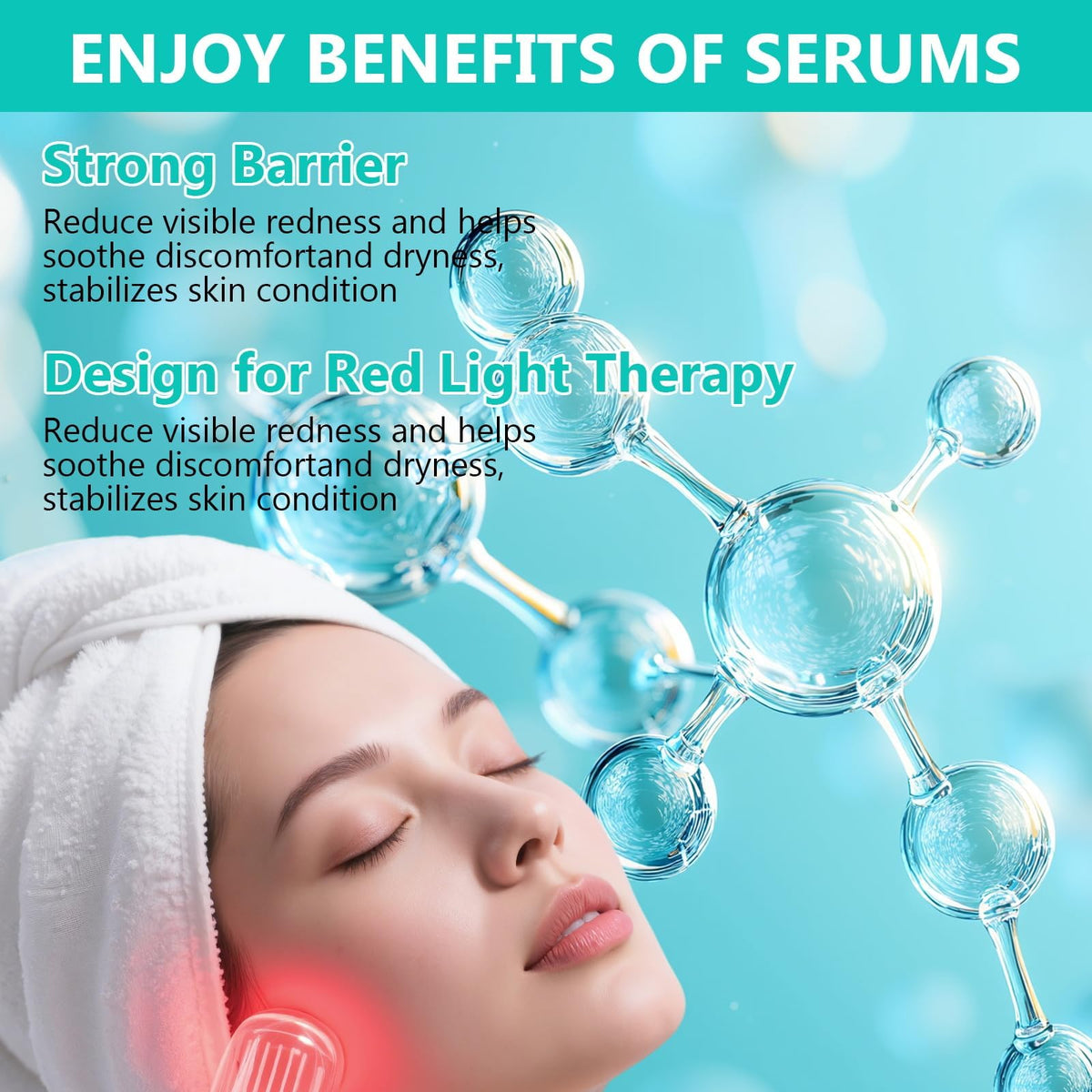 Red Light Therapy Activation Serum, Red Light Therapy Serums for Face and Neck, Hydrating Serum for Face, Facial Serums Anti Aging and Reduce Wrinkles, Pure Formula Facial Serum for Women, 1OZ