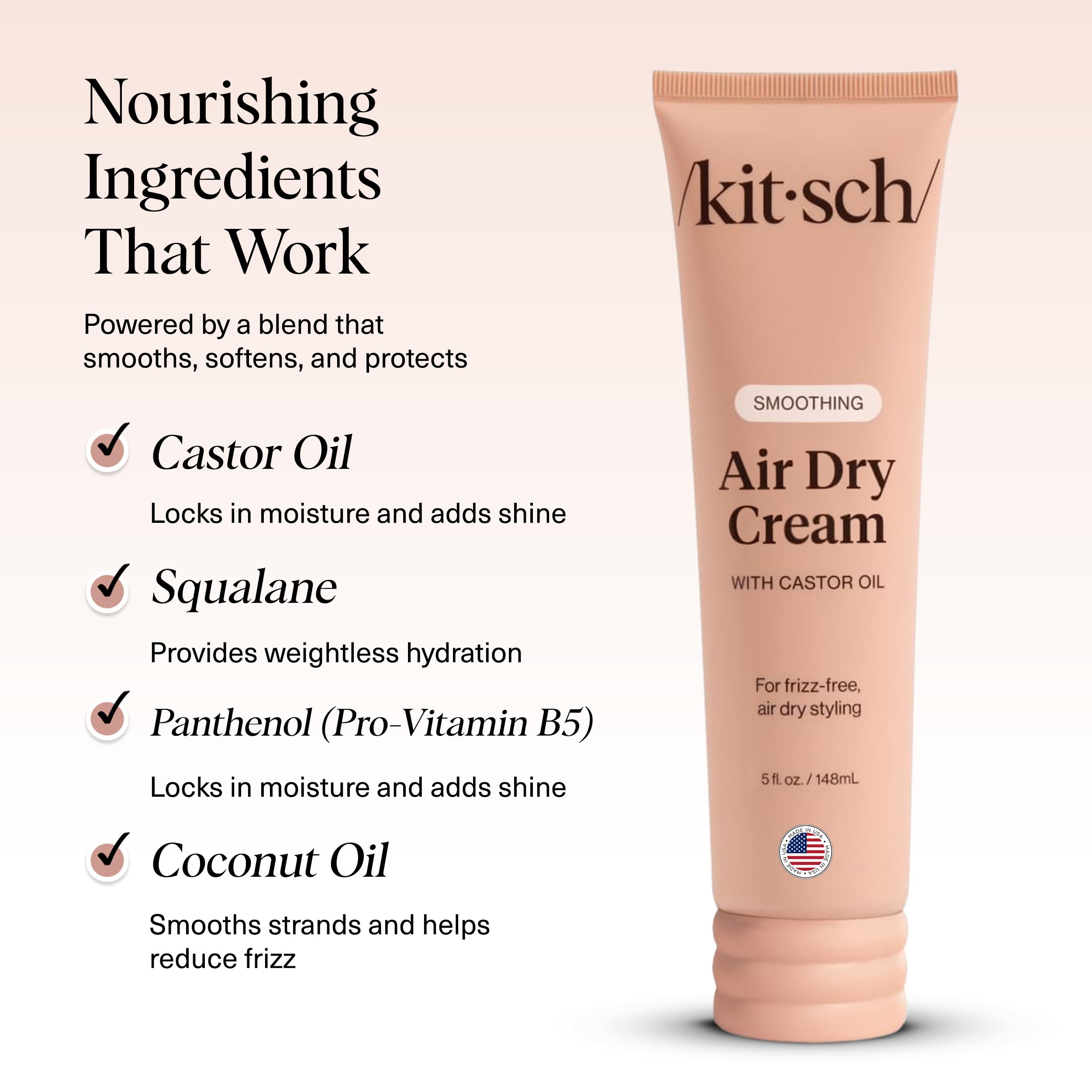 Buy now Kitsch Smoothing Air Dry Cream for Hair â€“ Frizz Control Hair Care Product with Castor Oil & Coconut Oil â€“ Weightless Styling Cream - Enhances Natural Texture Appearance | Ideal Gifts for Women â€“ 5 oz at indiglob india