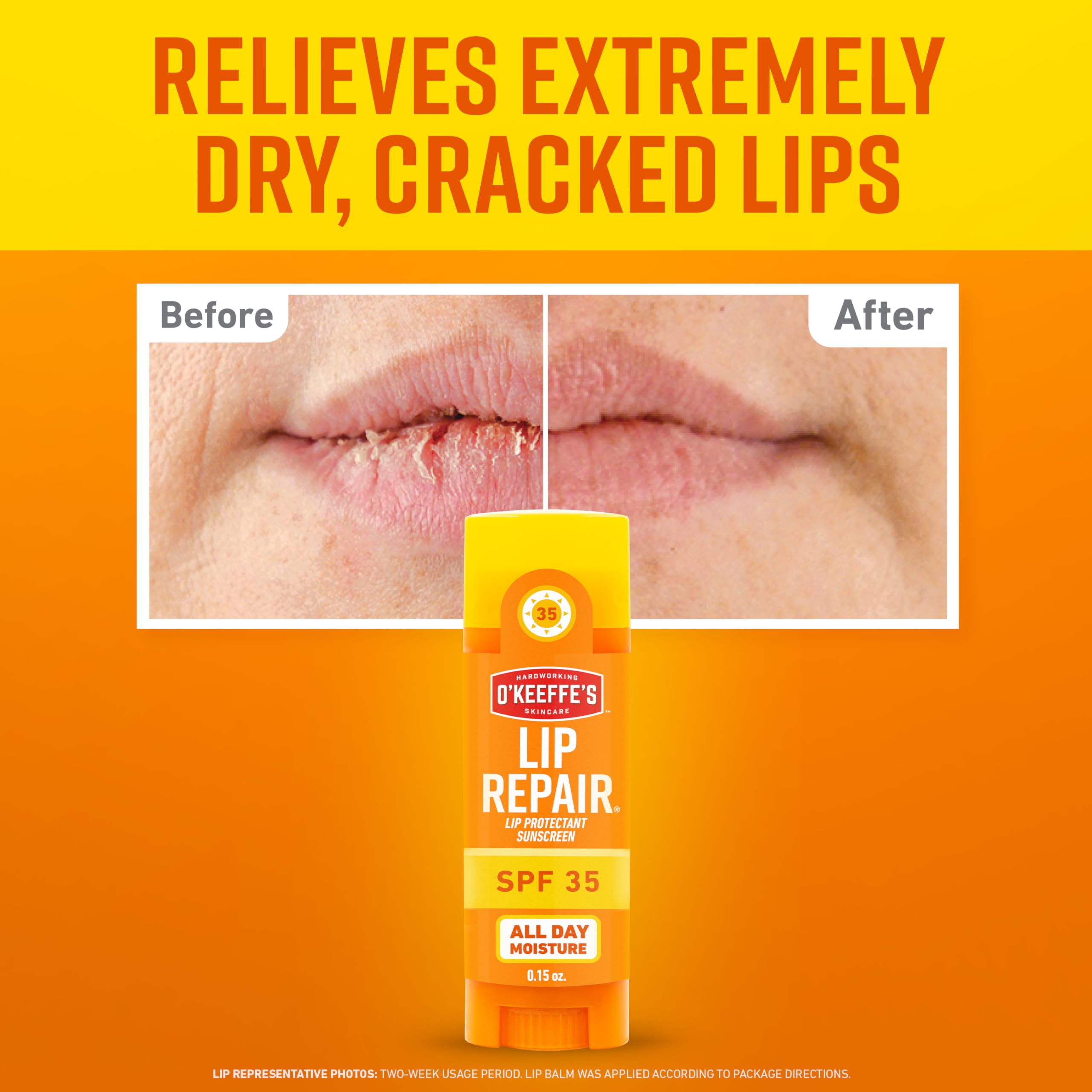 O'Keeffe's Lip Repair SPF 35 Balm, Moisturizer for Cracked, Dry Lips | Heals and Relieves, Long-Lasting Hydration, Contains Aloe, Hypoallergenic Formula