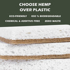 Isshah Plant-Based Kitchen Sponges - FSC Certified and PETA Approved, Natural, Eco-Friendly, Biodegradable Sisal Hemp Sponges for Dishes, Cleaning Sponge for Kitchen, Bathroom, Household - 12 Count