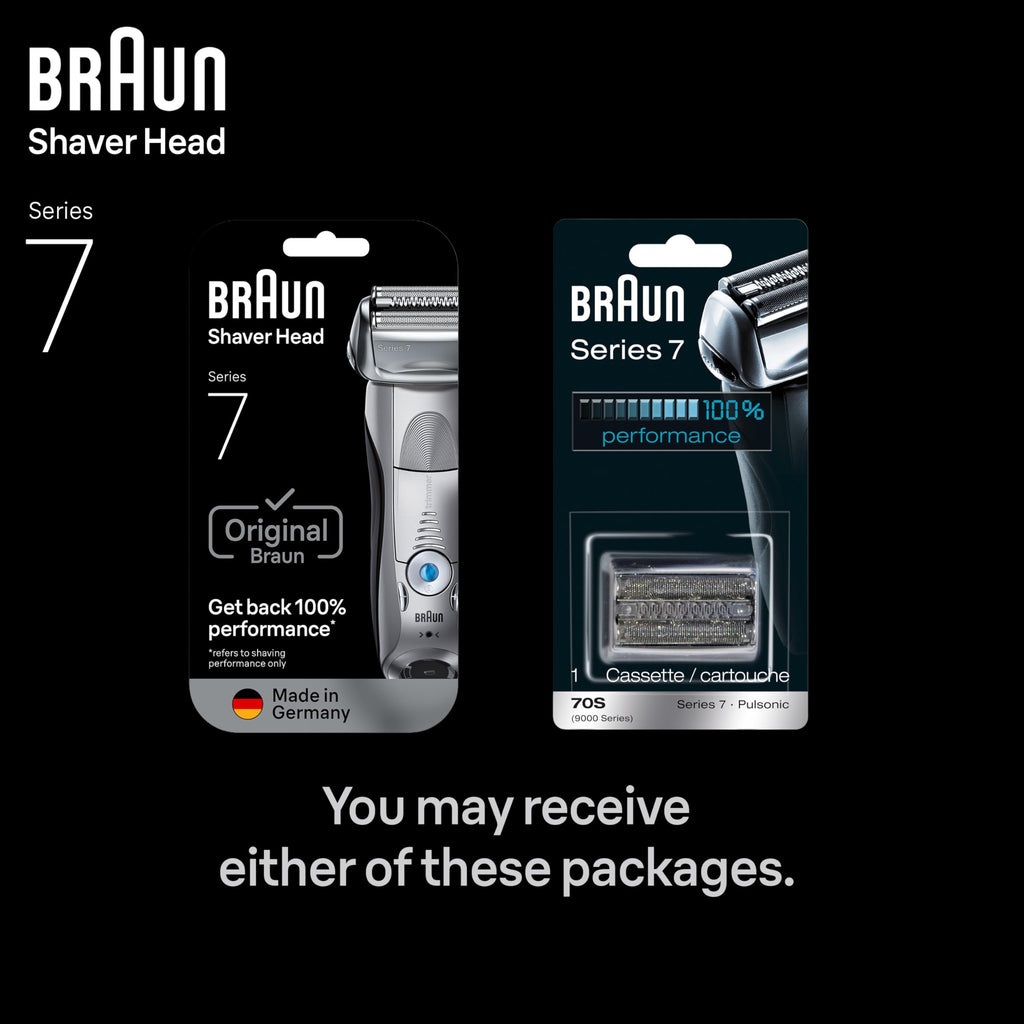 Braun Series 7 70S Electric Shaver Head Replacement Cassette – Silver | Foil and cutter set, fits select electric models, designed for a closer shave