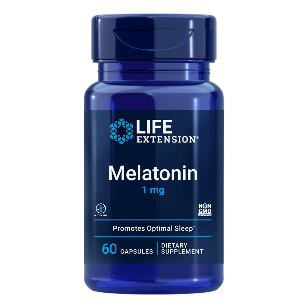 Life Extension Melatonin, 1 mg, 60 Capsules | For Restful Sleep, Hormone Balance & Immune Health, Immediate Release, Gluten-Free & Non-GMO