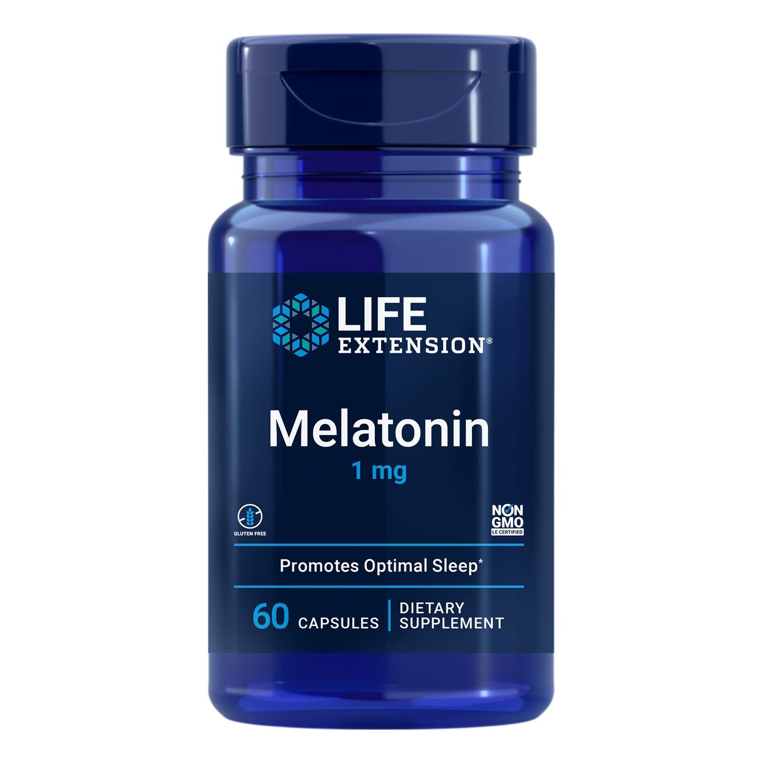 Life Extension Melatonin, 1 mg, 60 Capsules | For Restful Sleep, Hormone Balance & Immune Health, Immediate Release, Gluten-Free & Non-GMO