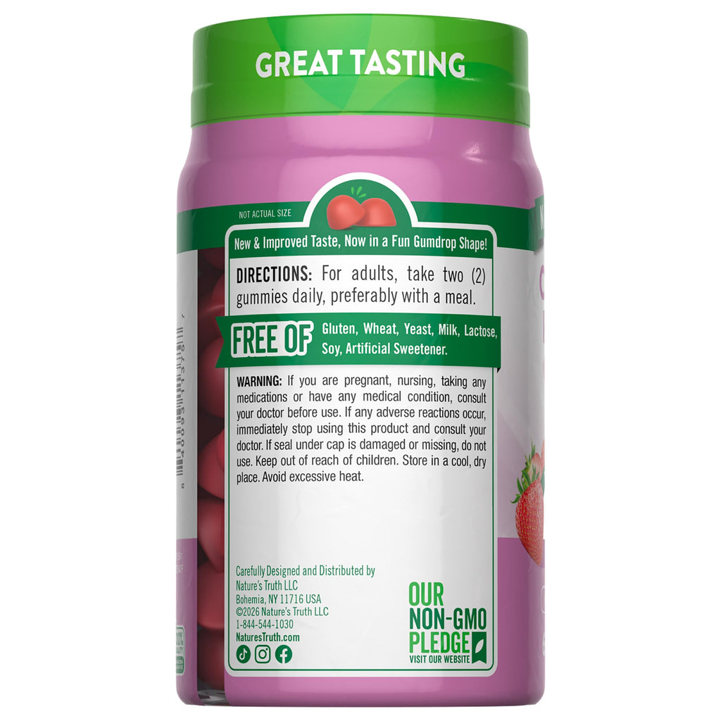 Nature's Truth Collagen Peptide Gummies for Women | 60 Count | Type 1 & 3 | Strawberry Flavor | Non-GMO & Gluten Free Supplement