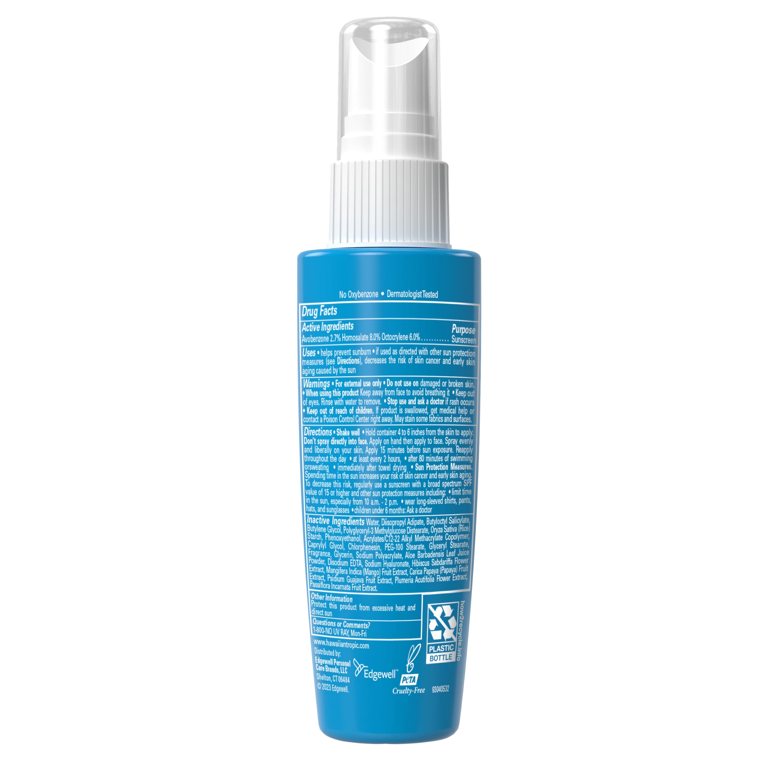 Hawaiian Tropic Weightless Hydration Water Mist for Face SPF 30, 2.1 Fl Oz | Hydrating face mist, Travel size sunscreen for face, Non-aerosol spray application, Contains hyaluronic acid, Non-greasy