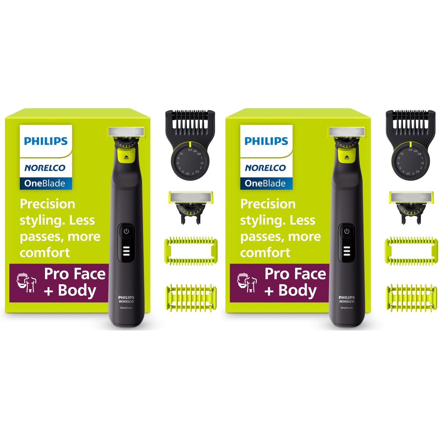 Norelco Philips OneBlade Pro Hybrid Electric Trimmer and Shaver, Black, 2 Piece, QP6530/70, Old Version