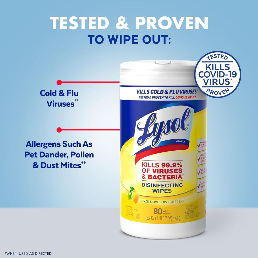 Buy now Lysol Disinfecting Wipes Bundle, Home Apartment Dorm Room Essentials and Cleaning Supplies, All Purpose Cleaner, Multi-surface Cleaning Wipes, Lemon and Lime Sanitizing Wipes Bundle, 80 Count at indiglob india
