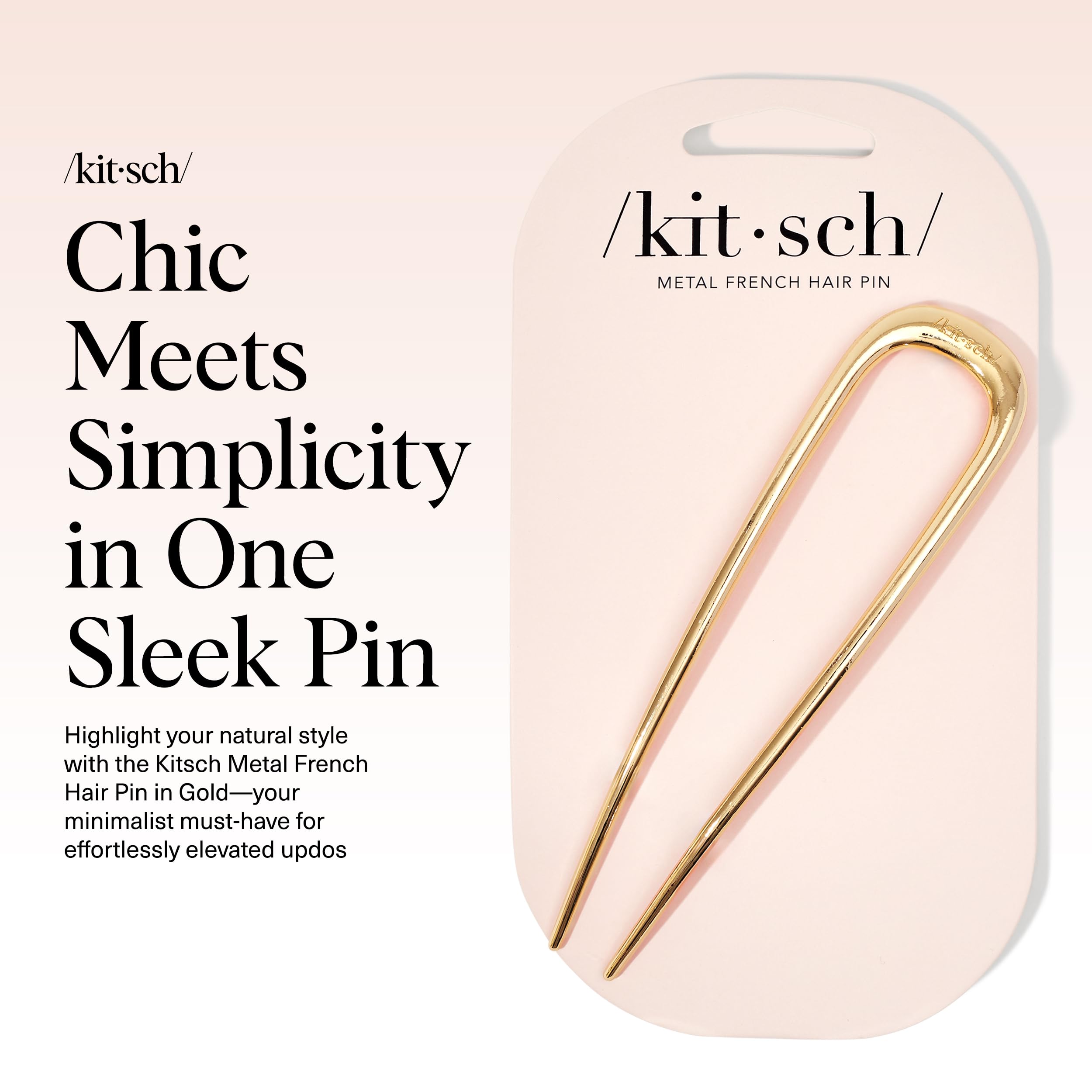 Buy now Kitsch French Hair Pins for Women â€“ Elegant & Durable Metal Hair Fork for Updos, Chignon, Bun & Twist Hairstyles, Secure Hold All Day, Comfortable Fit | Ideal Gifts for Women- Gold, 1pc at indiglob india