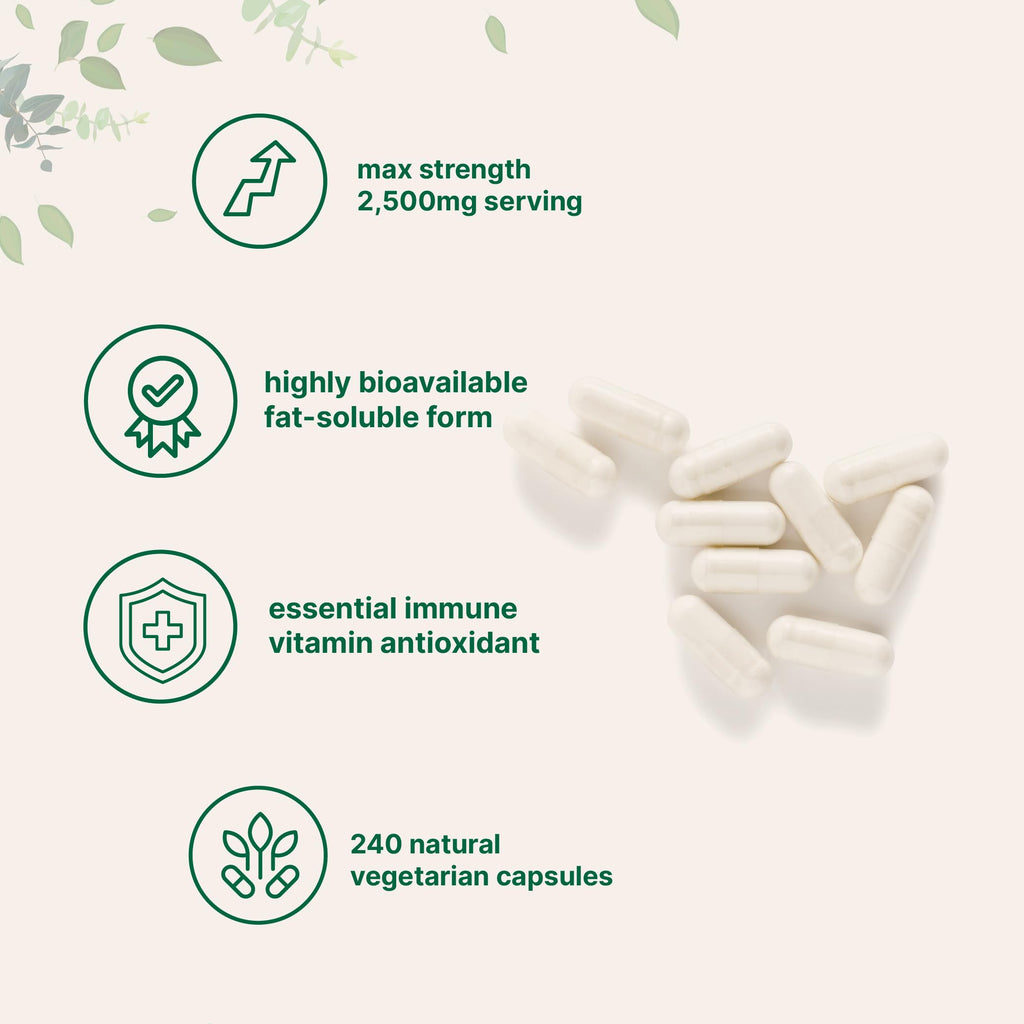 Liposomal Vitamin C 2,500mg, 240 Veggie Capsules | Highly Bioavailable Fat Soluble Form | Immune Support & Antioxidant Supplement | Liposomal Delivery for Superior Absorption | Non-GMO, Gluten Free