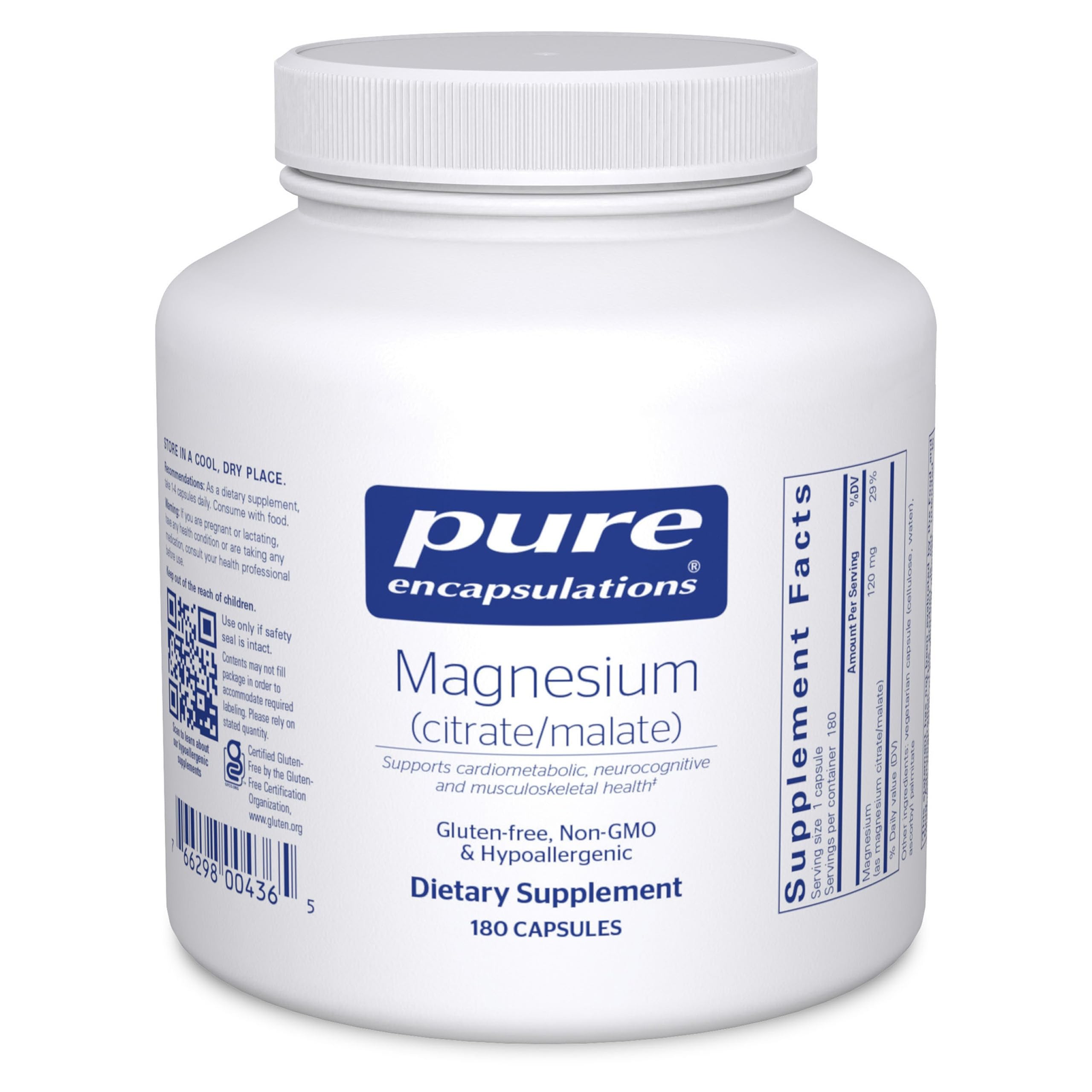 Pure Encapsulations Magnesium (Citrate/Malate) | Magnesium Supplement to Support Nutrient Utilization, Energy, Bones and Heart Health*, with Magnesium Citrate and Malate