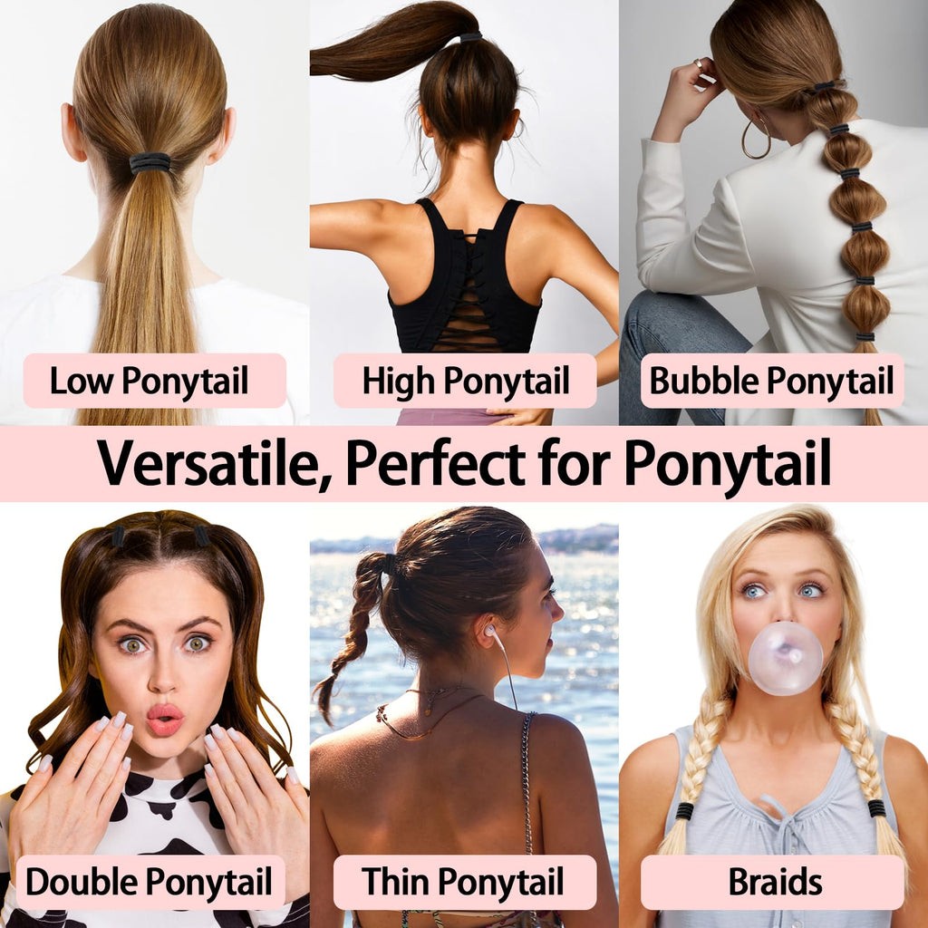 ADRIONE Colorful Hair Ties for Women, Girls & Kids 288 Bulk Pack, 4MM Ponytail Holders Hair Elastic Bands for Thick, Medium, Thin, Fine, Short Hair Rubber Bands No Damage Non Slip (40 Assorted Colors)
